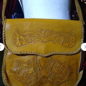 Womens Carved Leather Shoulder Bag Purse NEW gift